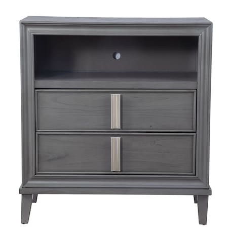 Homeroots 36in Gray Pine Poplar Solids With Mindy And Veneer Open Shelving TV Stand 404271