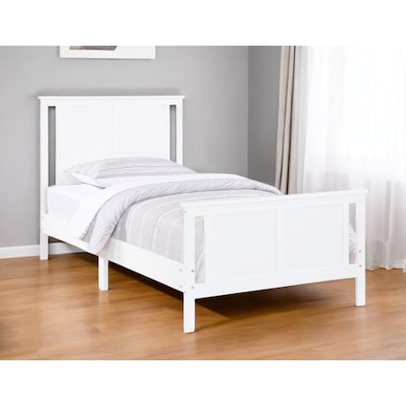 Homeroots White And Gray Reversible Solid Wood Twin Bed Frame 530218