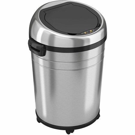 Hls Commercial 18 gal Round Indoor Metal Can, Silver, Touchless Sensor Lid, Stainless Steel, 17.5 in HLS18RC