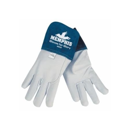 Mcr Safety Blue Beast Leather Welding Gloves, Medium, Blue/White, 4.5 in cuff, 12PK 127-4850M