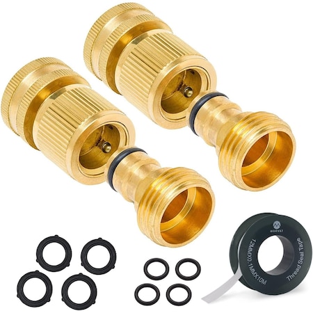 Morvat Brass Quick Connect Outdoor Garden Hose Fittings for Accessories, 2PK MOR-ABQCONNECTOR-2-A