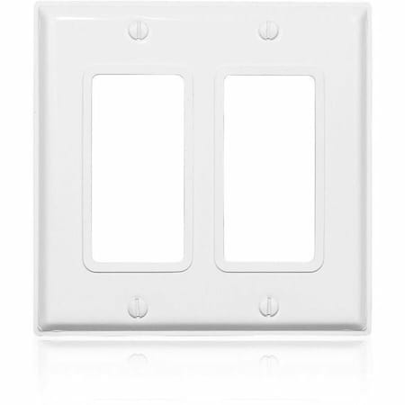 Leviton Decora Device Wall Plate, Number of Gangs: 2 Stainless Steel, Powder Coated Finish, White 84409-G4W
