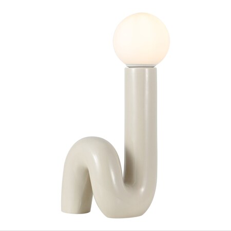 Jonathan Y Katya 18" Scandinavian Minimalist Ceramic Spiral Tube LED Table Lamp, Light Gray JYL5500D