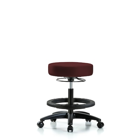 Blue Ridge Ergonomics Bench Stool, Med, Vinyl, BF, Casters, Burg BR-VMBSO-RG-BF-RC-8569