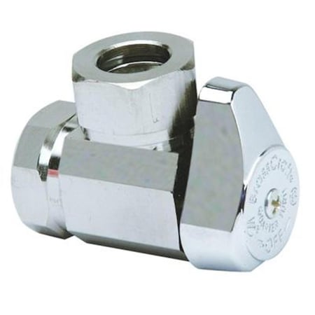 Gardencontrol 5 in. FIP Inlet x .44 in. & .5 in. Slip-Joint Outlet Chrome Plated Brass .25-Turn Angle Valve GA3286651