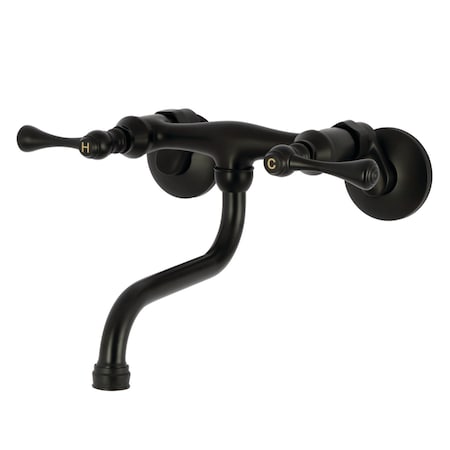 Kingston Brass Double-Handle Wall Mount Bathroom Faucet, Matte Black KS316MB