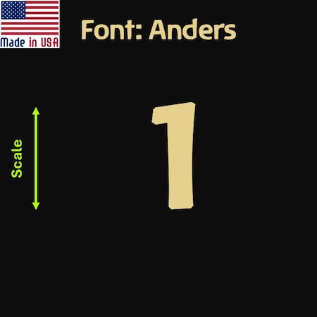 Aacc Self-Adhesive Vinyl Number: 1, Size: 17 cm. Color: Gold Font: Anders, 4PK AACC-Anders-N1-Gold-M17x4