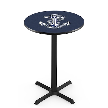 Holland Bar Stool Co 36" Blk Wrinkle US Naval Academy NAVY Pub Table, 36" dia. Top L211B3636USNavA