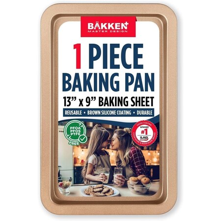 Bakken- Swiss BAKKEN Kitchen Nonstick Cookie Sheet, 13.18in. x 8.66in., PFOA-Free, Oven Safe, 450 DegF, Brown BAKBK1XB87