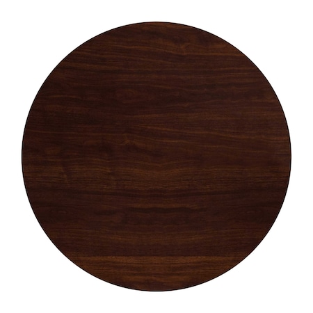 Flash Furniture Round Round High-Gloss Walnut Resin Table Top, 48" W, 48" L, 2" H, Resin, Walnut TP-WAL-48RD-GG