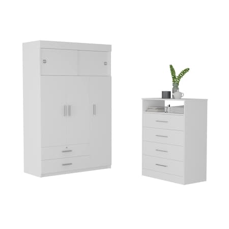 Homeroots 47" White Four Drawer Dresser 530266