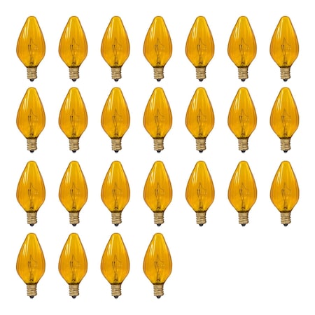 Bulbrite 25w Dimmable Amber F10 Fiesta Incandescent Lght Bulb Candelabra (E12) Bse, 2700K Warm Wht Lght, 25PK 861971