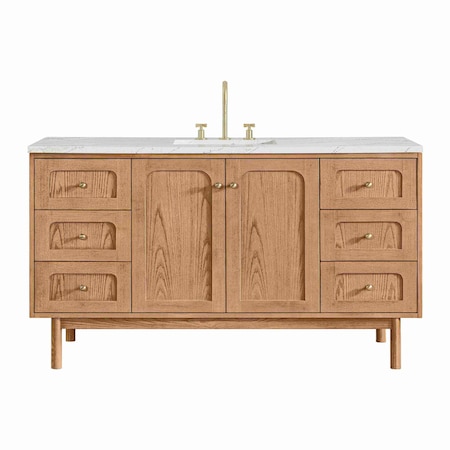 James Martin Vanities Laurent 60 in. Single Vanity, Light Natural Oak, w/ 3 CM Ethereal Noctis Quartz Top 545-V60S-LNO-3ENC