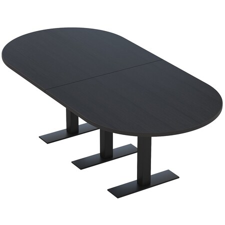 Skutchi Designs 8 Person Conference Table With Power Unit | 8' Racetrack Table | Harmony Series HAR-RAC-48X96-T.BK-U999ST19-NA