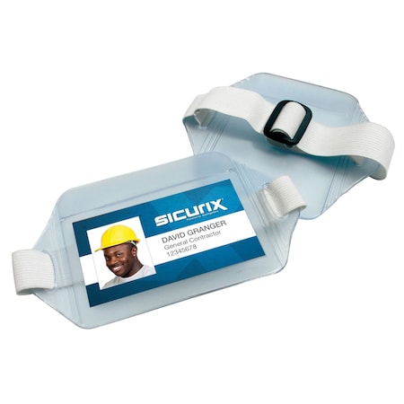 Sicurix Armband Badge Holders Elastic Strap, Horizontal, Clear, 12PK 66889
