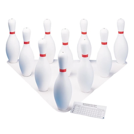Perfectpitch Plastic Bowling Pin Set, White, 10PK PE197504