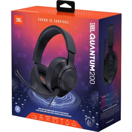 Jbl Quantum 200 Wired Over-ear Gaming Headset with Flip-up Mic JBLQUANTUM200BLKAM