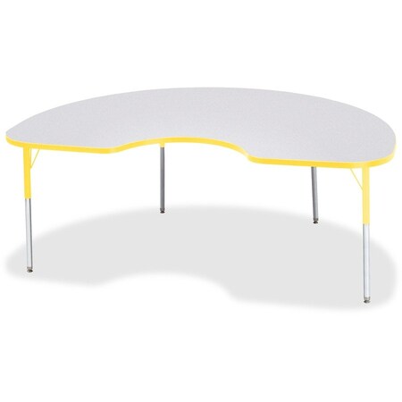 Jonti-Craft Berries Kidney Activity Table, 48 in. x 72 in., A-height, Freckled Gray/Yellow/Gray 6423JCA007
