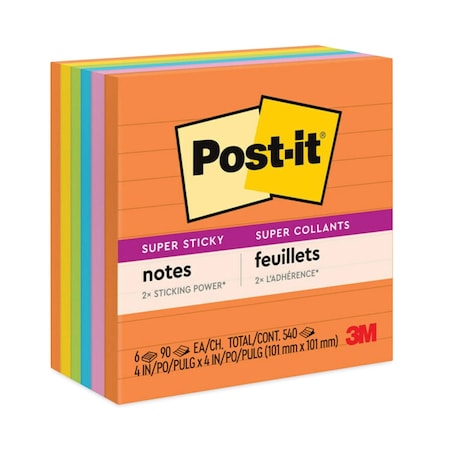Post-It Pad, Note 4"X4" Lined, Ultra, PK6 675-6SSUC