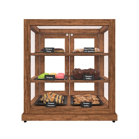 Koolmore 25 In. Artisan Wooden Bakery Display Upright Case 4 Cu ft, Dark color KM-BDW-4CUD