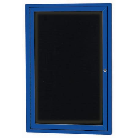 Aarco Illuminated Enclosed Letter Board Directory w/ Powder Coated Blue Al Frame, 36''Hx24''W 1 Door ADC3624IB