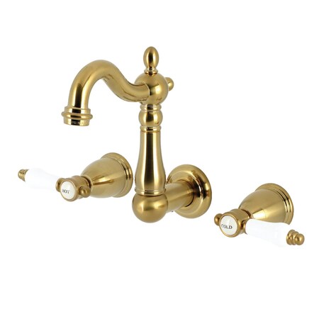 Kingston Brass Double-Handle Wall Mount Bathroom Faucet, Brushed Brass KS1227BPL