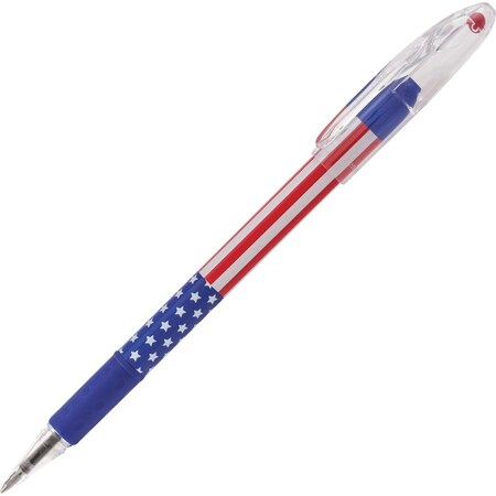 Pentel R.S.V.P. Stars and Stripes Ballpoint Pen, Stick, Fine 0.7 mm, Black Ink, Red/White/Blue Barrel, 5PK BK90USABP5A
