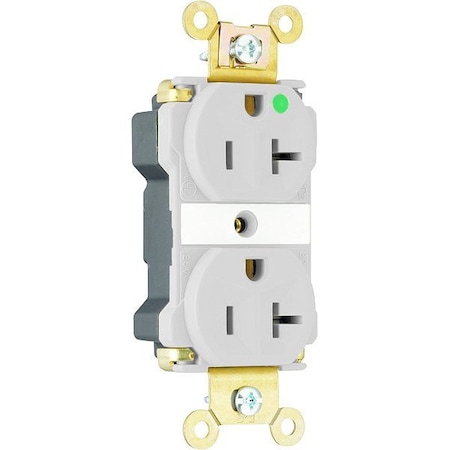 Pass & Seymour Straight Blade Receptacle, 5-20R, 20 A, 125V AC, 2 Pole, 3 Wire, Recessed Mount, Grounded PT8300GRY