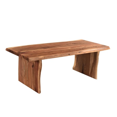 Homeroots 51" Brown Solid Wood Sled Coffee Table 521934