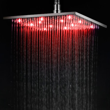 Alfi Brand Brushed Nickel 12" Square Multi Color LED Rain Shower Head LED12S-BN