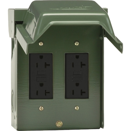Ge Backyard 20A Green Residential Grade 5-20R GFCI Outlet with 2 Receptacles U012010GRPP