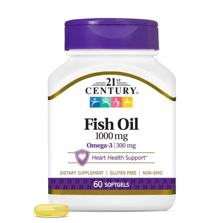 21St Century Omega 3 Supplement Fish Oil 1000 mg Strength Softgel, 60PK 74098521495