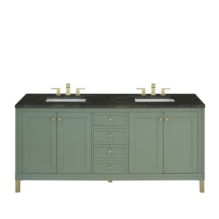 James Martin Vanities Chicago 72" Double Vanity, Smokey Celadon, w/ 3 CM Phantome Eclos Top 503-V72-SC-3PHT