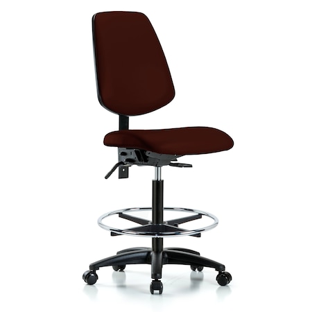 Blue Ridge Ergonomics High Bench Chair No Arms, 26" to 35" Height, Vinyl, Burgundy BR-VHBCH-MB-RG-T0-A0-CF-RC-8569