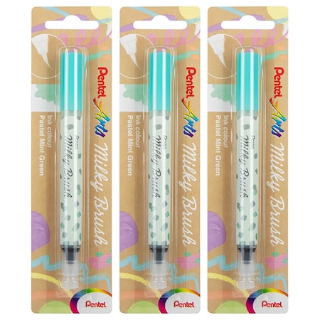 Pentel Milky Brush Pen, Pastel Mint Green Ink, 3PK XGFHBPPDX