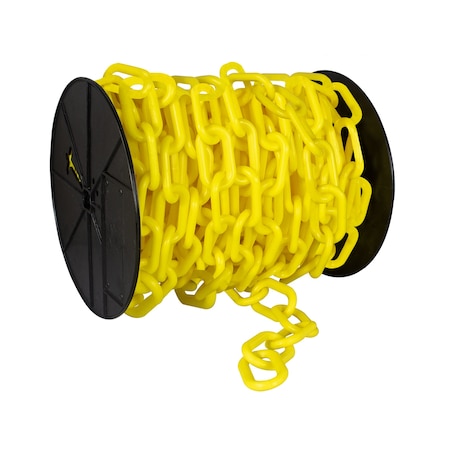Mr. Chain 3" x 60' Yellow Plastic Safety Chain - Reel 80102