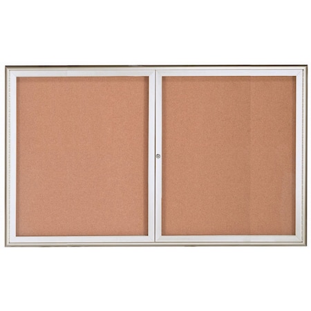 Aarco Enclosed Bulletin Board w/ Al Waterfall Style Frame, Silver, 36''Hx60''W WFC3660