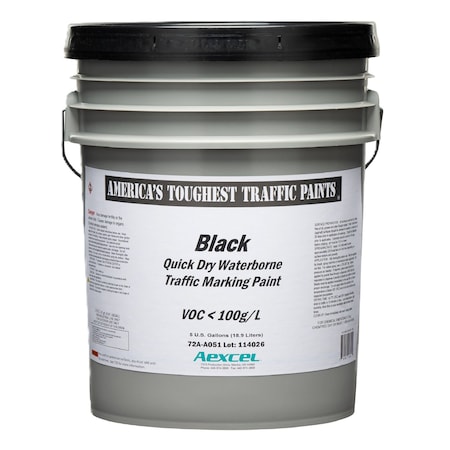 Aexcel Quick-Dry 20-minute Dry Traffic & Zone Marking Paint, Water-based Acrylic Latex, Black, 5-Gallon 72A-A051F03