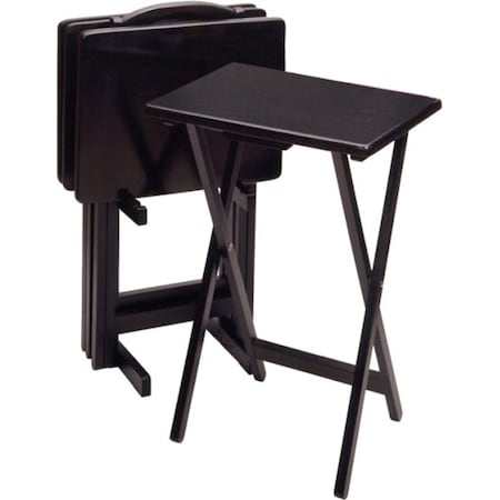 Winsome Trading Winsome 5pc TV Table Set 4 Table and Stand Rectangular-Black 22520