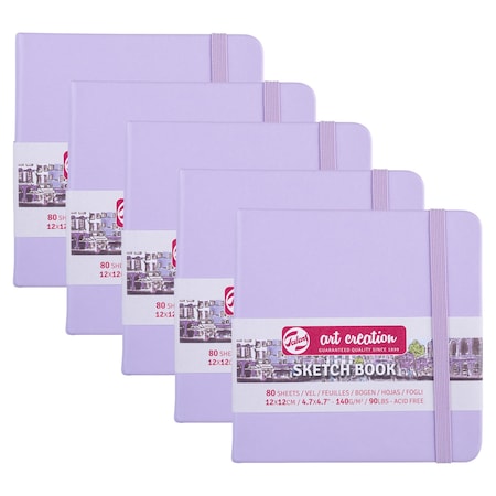 Talens Art Creation Sketchbook, 80 Sheets, 90lbs, Pastel Violet Cover, 4.7'' x 4.7'', 5PK 9314134M
