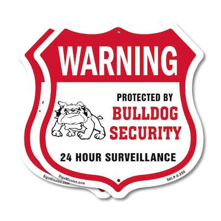 Signmission 24 Hour Surveillance Shield Sign Warning, 6 inch X 6 inch, Plastic Sign, 2PK SHI-P-2PACK-6-350