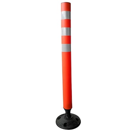 Traffic Kontrol Flexible Delineator Post - 36in Height - Surface Mount - Orange - 1PC TKSMB-36-OR-KIT