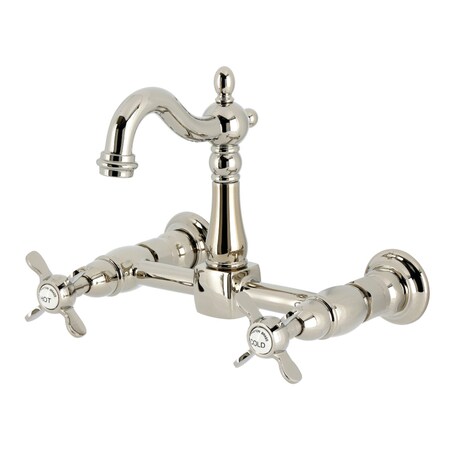 Kingston Brass Two-Handle Wall Mount Bridge Kitchen Faucet, Polished Nickel KS2446BEX