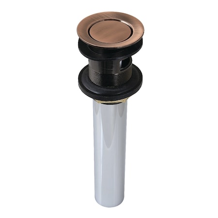 Kingston Brass Brass Push Pop-Up Drain with Overflow, Antique Copper KB810AC