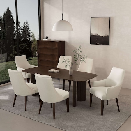 Manhattan Comfort 6-Piece Beever Dining Chair and Arm Chair in Cream 6-DC103-CR