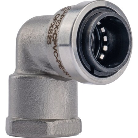 Quickfitting 1/2'' Push-to-Connect x 1/2'' FNPT Stainless Steel 90-Degree Elbow SS813FR