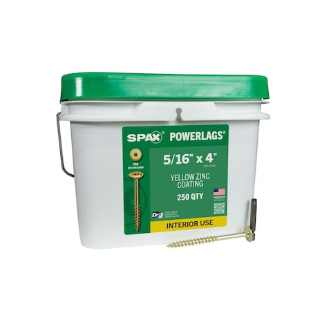 Spax 5/16 in x 4 in Interior Structural Wood Lag Screws Powerlags Washer Head T-Star Bulk Pail, 250PK 3581020801000