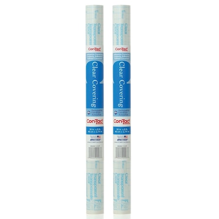 Con-Tact Brand Clear Covering Adhesive Covering, 18" x 9', Clear Matte, 2PK 09F-C9993