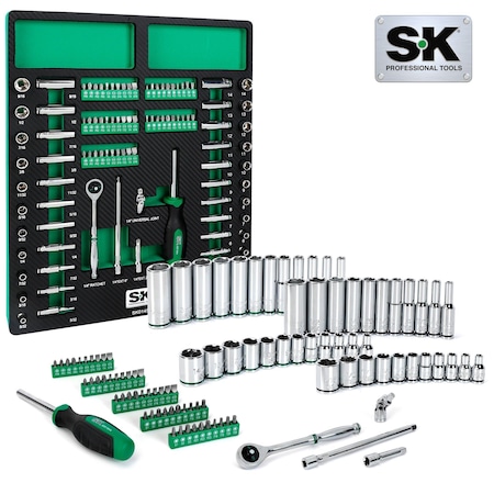 Sk Professional Tools Drive SAE/Metric Chrome 1/4", 101 pc SK01454-216P