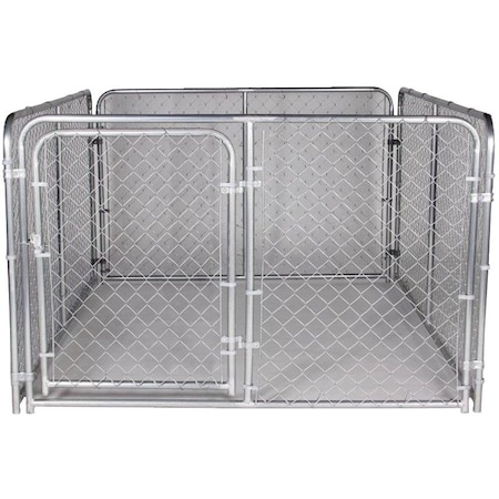 Stephens Pipe & Steel Silver Dog Kennel, 6 ft OAL, 8 ft OAW, 4 ft OAH, Steel, Galvanized DKS16084